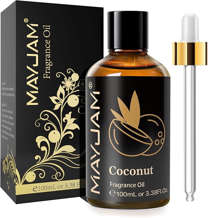 MAYJAM 100ML/3.38FL.OZ Coconut Fragrance Oils with Glass Dropper, Essential Oils for Diffusers for Home, Long Lasting Scented Oils for Diffusers Soap Candle Making - Bloomnest