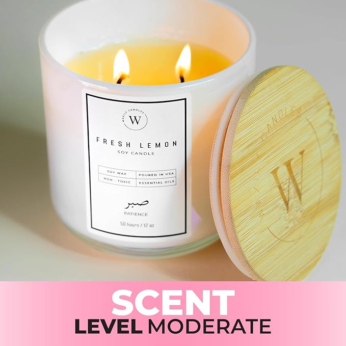 Waxily Lemon Scented Soy Candle | Non Toxic, Phthalate-Free Essential Oil Candle | Odor Eliminating Citrus for Kitchen, Aromatherapy, Luxury Gift, Clean Burning, Fresh Home Decor | 12oz - Bloomnest