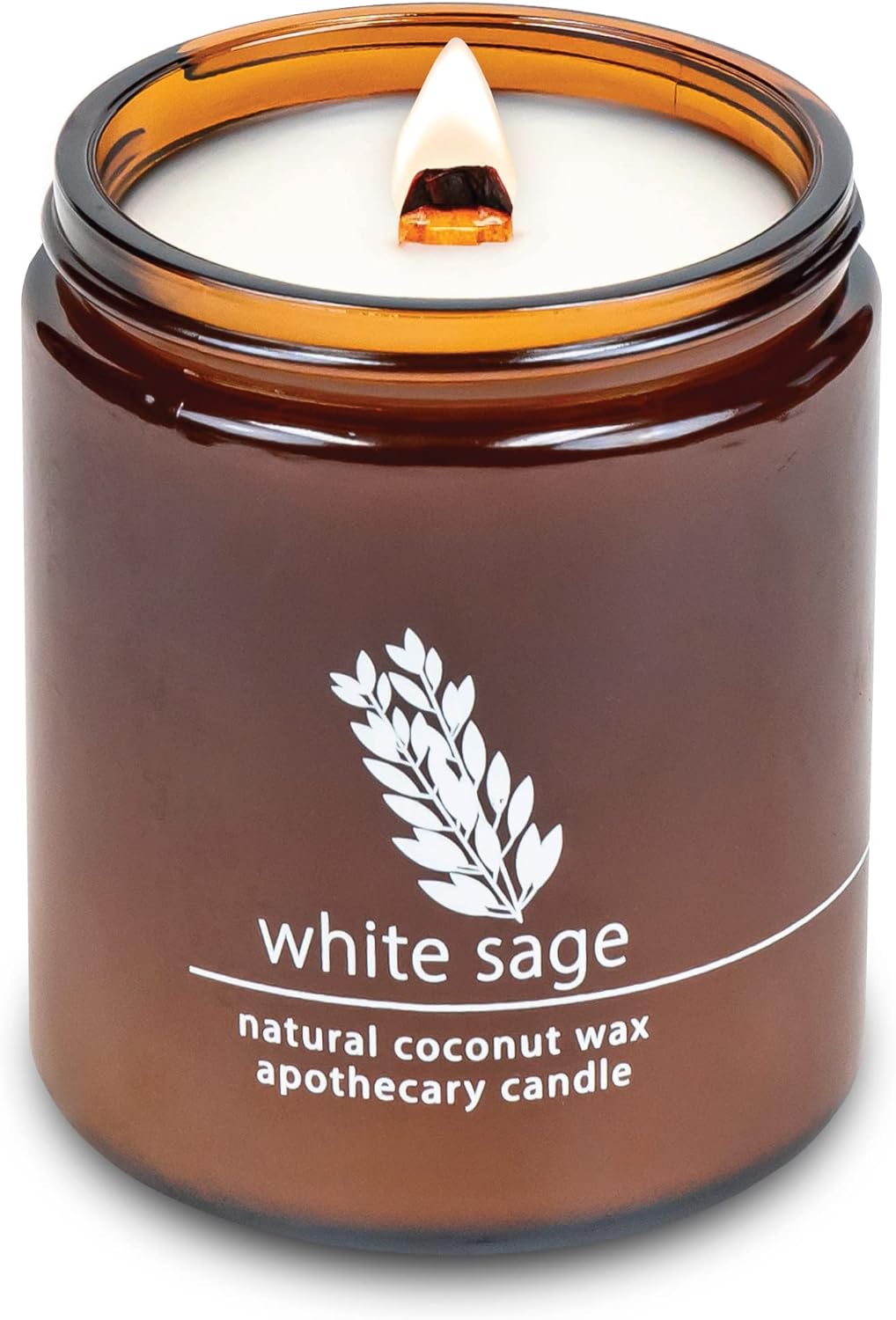 Hemlock Park Crackling Wood Wick Candle Handcrafted with Natural Coconut Wax (Standard 8 oz, White Sage)