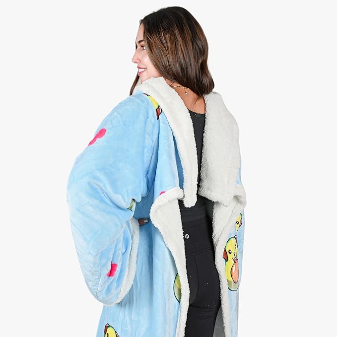 Tirrinia Sherpa Wearable Blanket With Sleeves, Full Body Throw Reading Wrap TV Blankets - Bloomnest