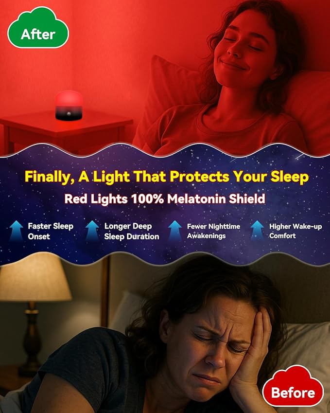 Neporal REDIX 670nm Red Light for Sleep, 100% Blue Light Blocking Night Light, Dimmable & 4 Timer Natural Promoting Melatonin for Fall Sleep, Specific Remote Touch Control Sleep Lamp for Bedroom - Bloomnest