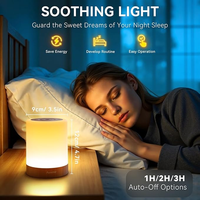 Auxmir Night Light for Kids Baby, Dimmable Touch Lamp for Nursery, 11 RGB Colors 5 Brightness, Portable Rechargeable Bedside Table Lamp for Nightstand, Kids Night Light for Bedroom Living Room, Brown - Bloomnest