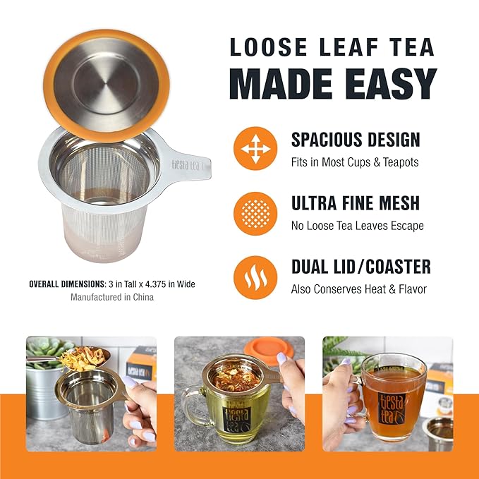 Tiesta Tea Brewbasket Stainless Steel Infuser Basket for Loose Leaf, Reusable Fine Mesh Strainer for Hot & Iced Drinks, Loose Leaf Steeper, Single Cup Tea Diffuser, Holds 5 Ounces - Bloomnest