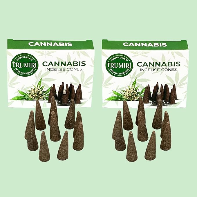 TRUMIRI Cannabis Scented Incense Cones - Total 20 Cone Incense - Dual Pack of 10 Insence Cones - Incense Cones Scented - Cone Incense Scents - Insense Cones - Incent Cone TRUMIRI