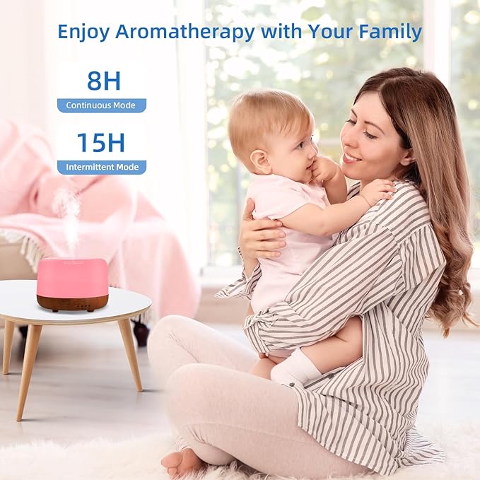 300ML Essential Oil Diffuser Aromatherapy Diffuser, Quiet 8 Hours Operation, 7-Color LED Light, 4 Timer, Remote Control, Auto-Off, Easy to Clean, for Bedroom, Living Room, Office, Home Gifts - Bloomnest