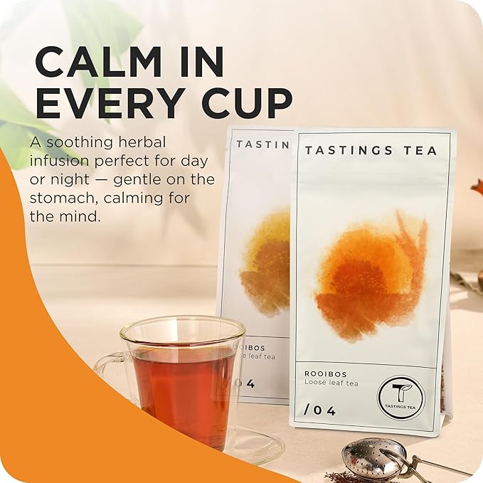 Tastings Tea Rooibos - 8 oz Loose Leaf | South African Herbal Flavour| Caffeine Free - Bloomnest