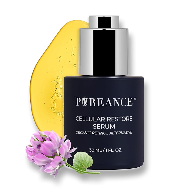 PUREANCE Organic Bakuchiol Plumping Serum - Bakuchiol for Face Skin and Wrinkles - Cellular Restore Serum - With Jojoba Oil, Sea Buckthorn, Camu Camu, Babchi, Maple Leaf Extracts & More - 1 Fl Oz - Bloomnest