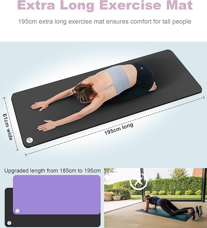 Yoga Mat Thick 1 inch Exercise Mat 76.7"x24" Workout Mats for Home Gym, Non-slip Yoga Mat for Women Men, with Carrying Yoga Bag