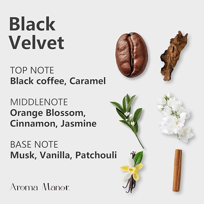 Hotel Fragrance Oil - Black Velvet Essential Oils for Scent Diffuser - Black Coffee, Caramel, Cinnamon, Vanilla, Patchouli - Home Luxury Scents Aroma Fragrance for Home, Office - Bloomnest