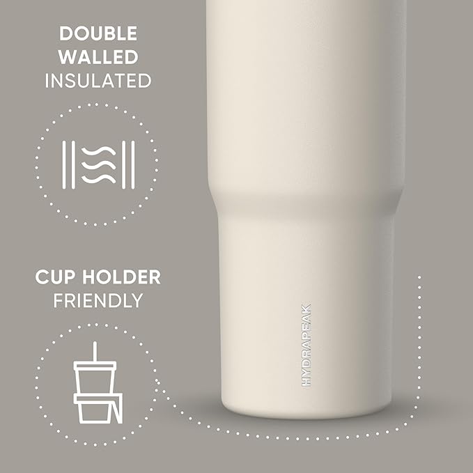 Hydrapeak Nomad 32 oz Tumbler with Handle and Straw Lid, Leakproof, Double Insulated, 32oz Cup Stainless Steel (Stone) - Bloomnest