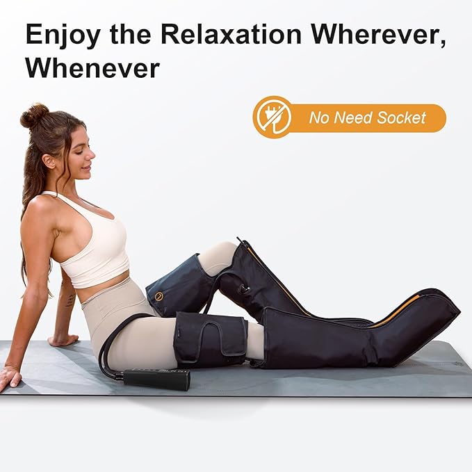 QUINEAR Advanced Cordless Full Leg Air Compression Massage, Leg and Foot Massager with Wireless Remote, Foot Calf & Thigh Massager for Swollen Legs, Rechargeable & Portable for All-Day Relief - Bloomnest