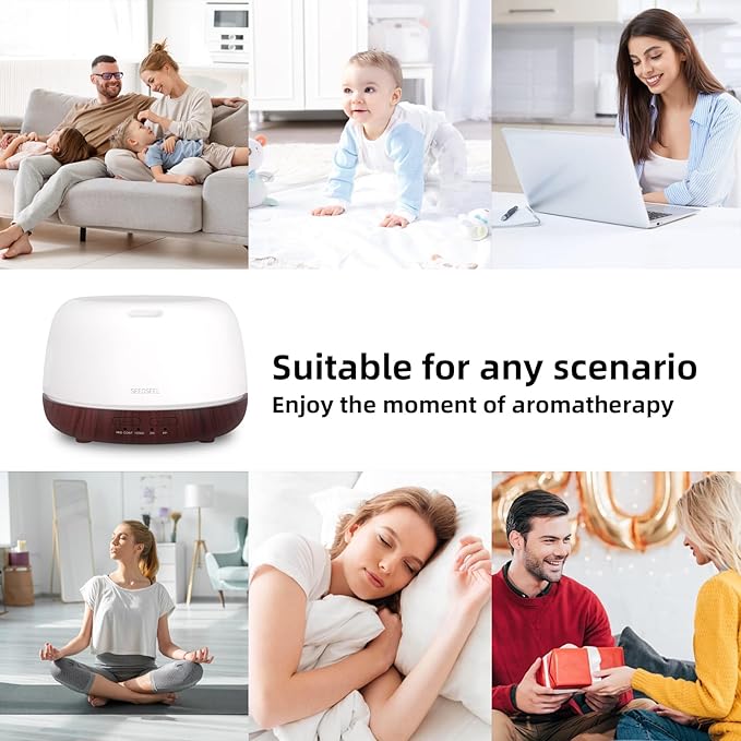 300ML Essential Oil Diffuser,Aromatherapy Diffuser with Remote Control, 7-Color LED Light and 4 Timers,Quiet Auto-Off for Bedroom, Home,Office - Bloomnest