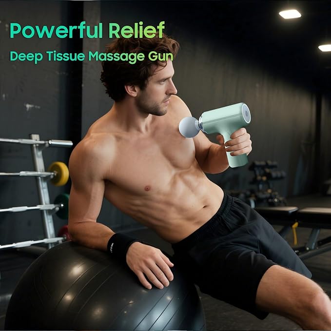 Massage Gun with Heat – Amazing Power! Deep Tissue Percussion Massager, Handheld Mini Muscle Gun, 7 Massage Heads, Quiet & Portable - Bloomnest