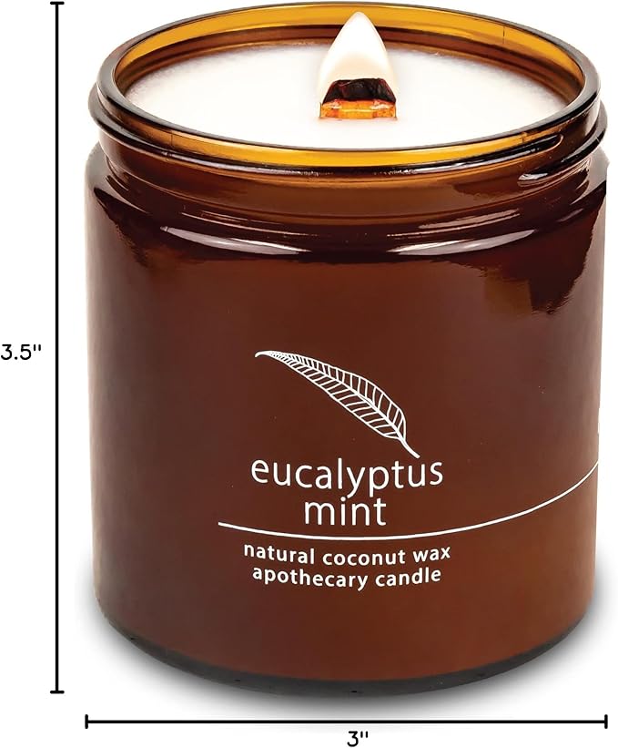 Hemlock Park Crackling Wood Wick Candle Handcrafted with Natural Coconut Wax (Large 16 oz, Eucalyptus Mint) - Bloomnest