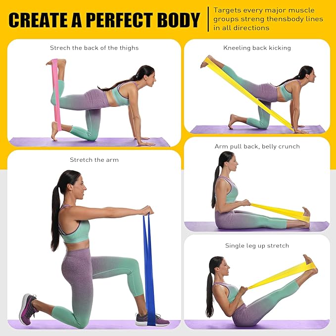 Resistance Bands, Exercise Bands, Physical Therapy Bands for Strength Training, Yoga, Pilates, Stretch Elastic Band with Different Strengths, Workout Bands for Home Gym - Bloomnest