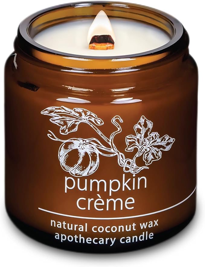Hemlock Park Crackling Wood Wick Candle Handcrafted with Natural Coconut Wax (Small 4 oz, Pumpkin Crème) - Bloomnest
