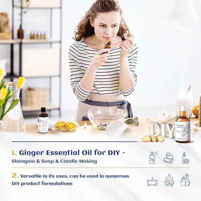 HIQILI 1 Fl Oz Ginger Oil, 100% Pure Natural Ginger Essential Oil for Hair, Massage, Skin - 30ml - Bloomnest