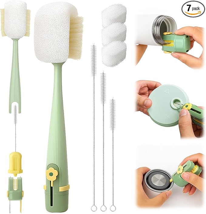 Palksky 5 in 1 Water Bottle Cleaning Brush Set, Multifunctiona Brush and Straw Cleaner for Owala/Stanley/Hydro/Yeti/Simple Modern Cup Accessories Palksky
