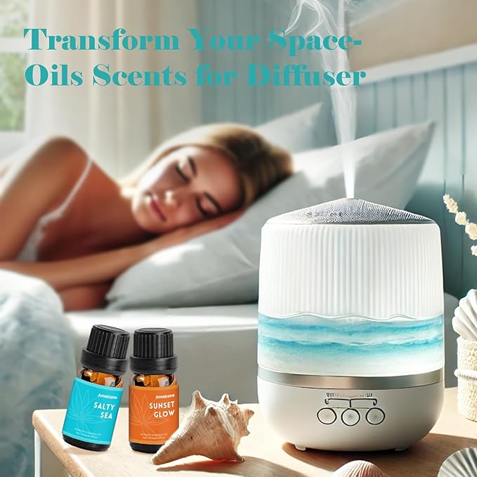 AmaKane Fragrance Oils, Beach Fragrance Oil for Candle Making, Soap Making Scents, Summer Essential Oils for Diffusers for Home 6x10 ml, Beach Linen, Salty Sea, Sunset Glow and More - Bloomnest