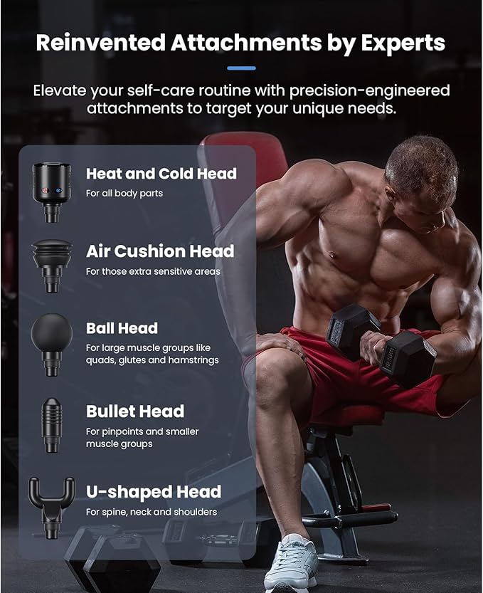 BOB AND BRAD A2 Pro Massage Gun with Heat and Cold Therapy, FSA Eligible/HSA Eligible, Professional Percussion Massage Gun Deep Tissue for Home Gym, Portable Muscle Massager with Force Sensor Light - Bloomnest