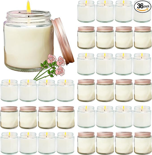 36 Pcs 4 Oz Mini White Soy Candles,Rose Scented Candles Set,Bulk Aromatherapy Candle,Great Stress Relieving Scented Candle for Girls as a Gift for Birthdays, Weddings and More! - Bloomnest