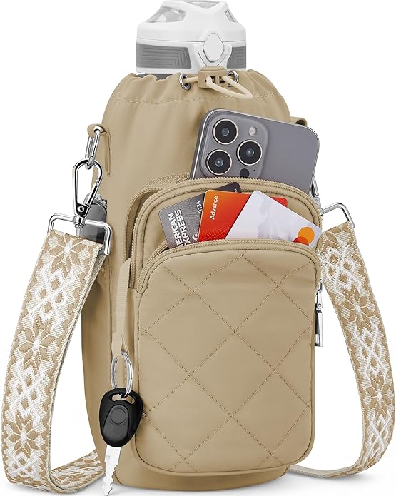 Water Bottle Bag Crossbody，Insulated Water Bottle Purse Crossbody Water Bottle Holder with Strap 40 oz SYTRAH