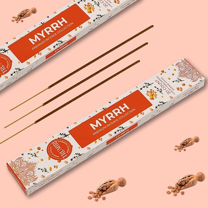 Myrrh Incense Sticks - Incienso de Mirra - Total 40 Insence-Sticks - Dual Pack of 20 Insense - Inciensos - Inscents - Natural Non Toxic Ingredients - Incents - Incence - Inscense TRUMIRI