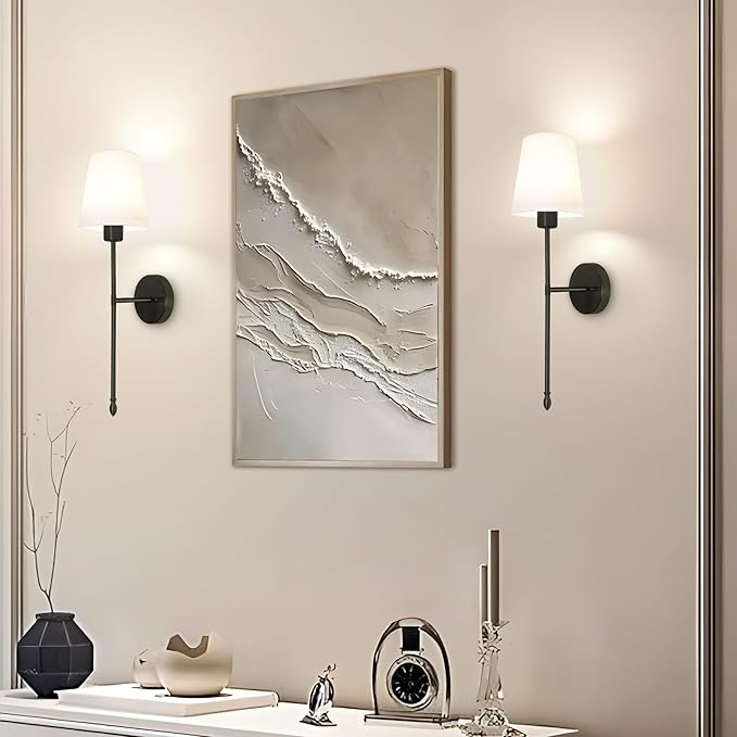 Battery Operated Wall Sconce Set of 2, 15 Colors Rechargeable Wall Lights with Dimmable Bulbs and Remote, Black Wireless Wall Lamp for Living Room Hallway Bedroom - Bloomnest