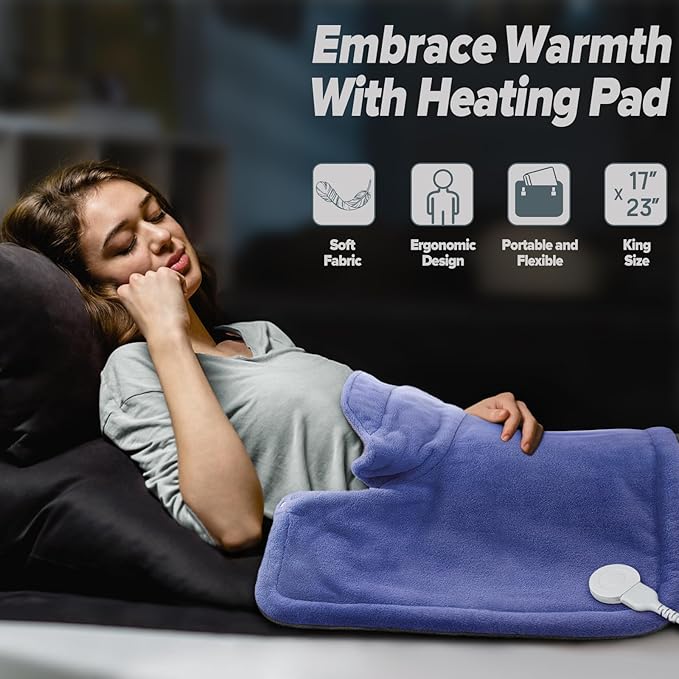 Heating pad for Neck, Back, Shoulder, Cramps Pain Relief, Gifts for Women, Men, Mom, Dad, 4 Auto-Off, Machine Washable, 6 Heat Settings, Ideal for Mother’s Day, Father’s Day, Christmas, Birthdays - Bloomnest
