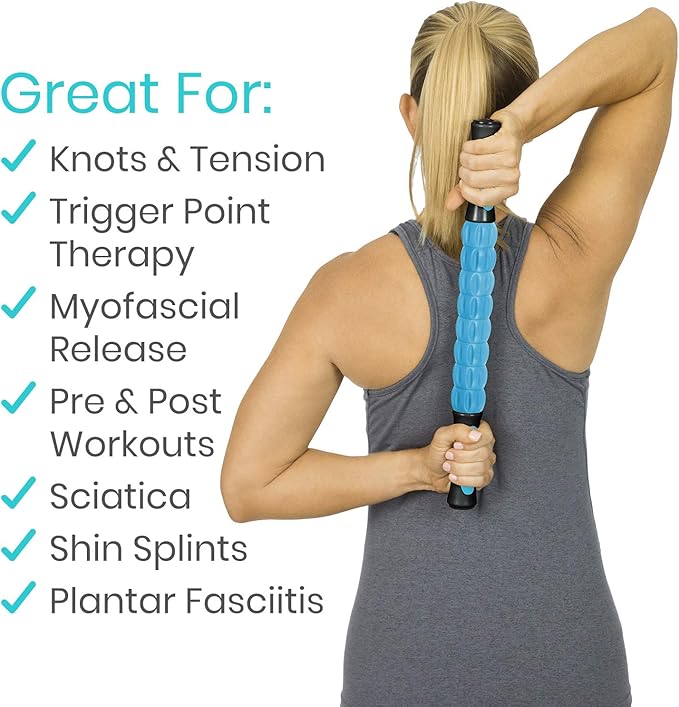 Vive Massage Stick Roller for Muscle, Back, Legs - Deep Tissue Body Fascia Massager for Hamstring, Calf, Neck Pain, Trigger Point, Exercise -Rolling Relief Tool for Physical Therapy, Recovery