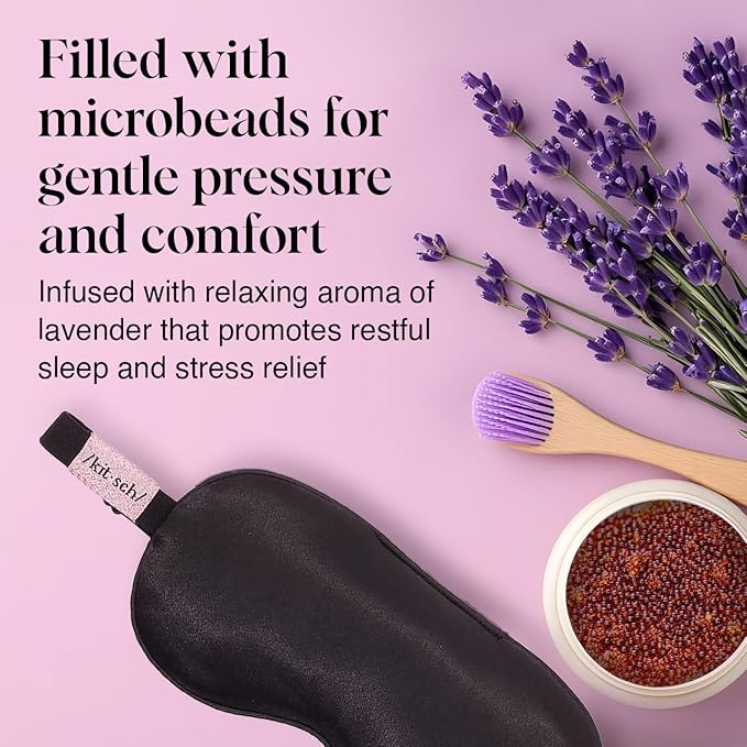 Kitsch Weighted Satin Sleep Mask - Weighted Eye Mask for Sleeping and Travel - Lavender Sleeping Mask for Women and Men - Light Blocking, Adjustable Strap, Ultra-Soft (4.1oz/116g) - Bloomnest