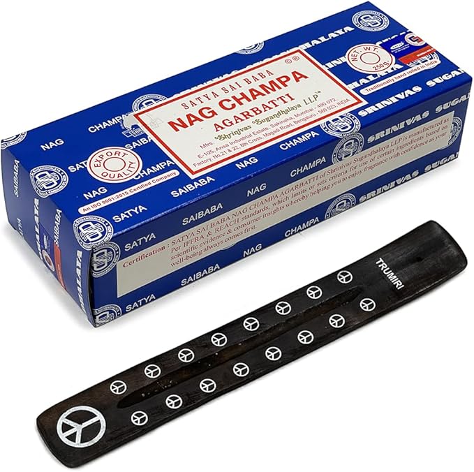 TRUMIRI Incense Stick Holder Bundle with Satya Sai Baba Nagchampa 250g Bulk Incense Sticks Nag Champa Agarbatti - Pack of 1 (Approx 250 Insence-Sticks) - Bloomnest