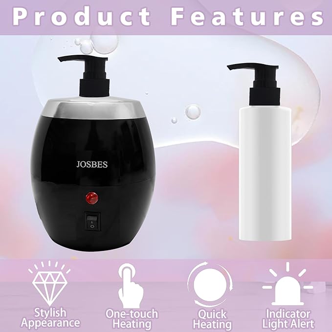 Warmer Oil Massage Lotion Warmer Kit for Professional Massage Therapy With Essential Oil Heater Bottle Dispenser Pump Funnel,15 Minutes Rapid Heating Machine- Ideal for Salon and Spa Use (Black) - Bloomnest