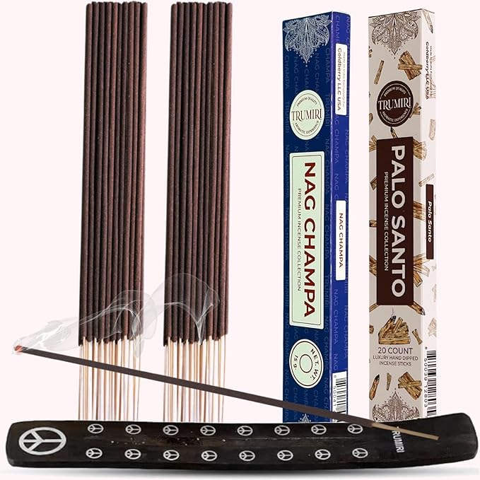 Trumiri Incense Sticks - Combo Pack of 35 Insence-Sticks - 15 Nag Champa + 20 Palo Santo - Insenses - Insents - Incents - Inscense - Incence - Incienso - All Natural Incense Sticks TRUMIRI
