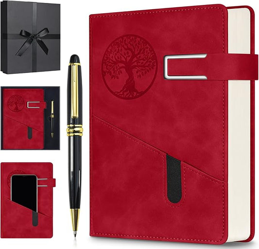 Lined Notebook Journal for Men Women, 365 Pages Numbered College Ruled Notebook, Hardcover Leather Journal with Pen & Gift Box, Thick Daily Diary, Professional Notebooks for Work, School, Business, A5 - Bloomnest