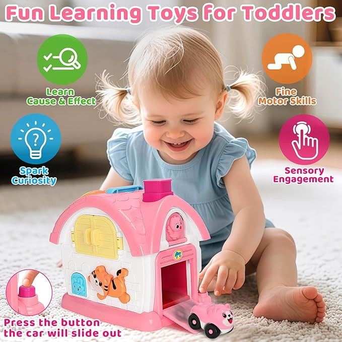 Montessori Toys for 1 Year Old Girls Gifts, Interactive Baby Musical Toy, 10-in-1 Musical Learning House 12-18 Months, First 1st Birthday Girl Gifts, for Toddler Age 1,2,3 Year Old Girl - Bloomnest