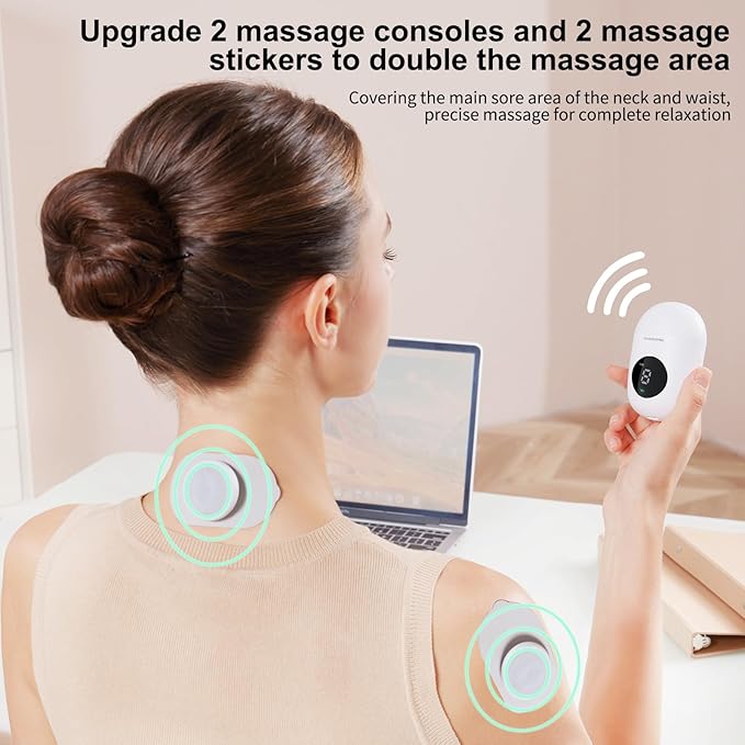TENS Unit - Wireless Muscle Stimulator for Pain Relief, Dual Channel 16 Intensity Tens EMS Machine, LED-Display Rechargeable Cordless Portable Massager for Feet, Leg, Shoulder, Lower Back, Neck MASGRE
