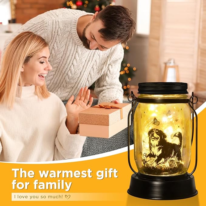 Bernese Mountain Dog Gifts for Women/Men Bernese Mountain Solar Lanterns Birthday Dog Lovers Lantern Pet Loss Dog Memorial Lights Solar Garden Decoration for Yard, Patio,Backyard,Porch Torches Light - Bloomnest