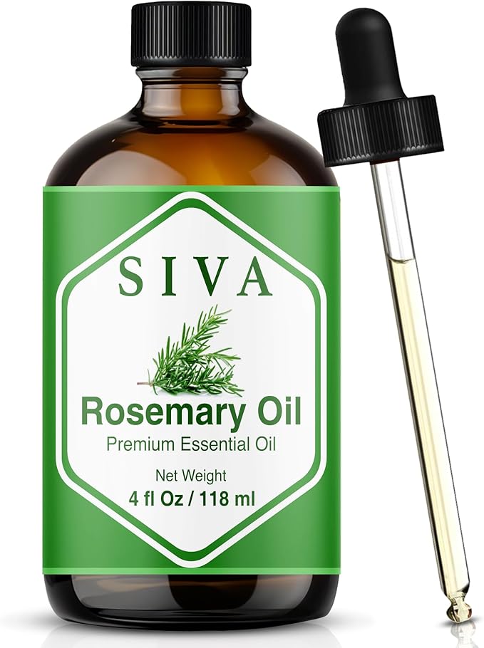 Siva Rosemary Essential Oil - 4 Fl Oz – 100% Natural Rosemary Oil - for Diffuser, Face, Skin Care, Aromatherapy, Hair Care, Scalp and Body Massage - with Dropper - Bloomnest
