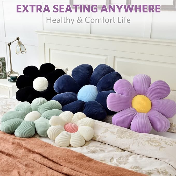 Sioloc Flower Pillow - Shaped Throw Pillow Butt Cushion, Seating Cushion, Cute Room Decor & Plush Pillow for Bedroom Sofa Chair (Lavender, 29.5'')