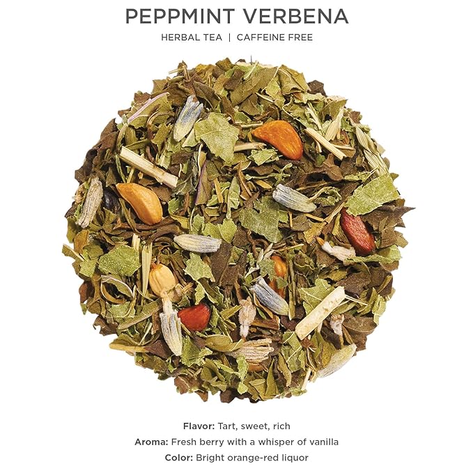 Tea Forte Peppermint Verbena Premium Loose Leaf Caffeine-Free Herbal Tea Blend Canister, Makes 35-50 Cups - Bloomnest