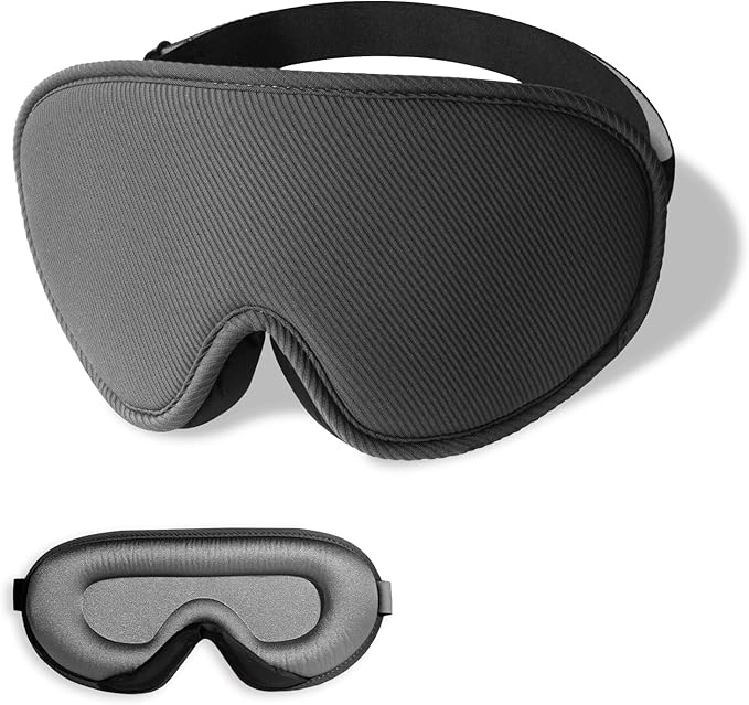 pack all Light Blocking Sleep Mask for Men and Women, 3D Eye Mask for Pressure-Free Sleep, Soft Sleeping Eye Cover with Adjustable Elastic Strap, Grey - Bloomnest