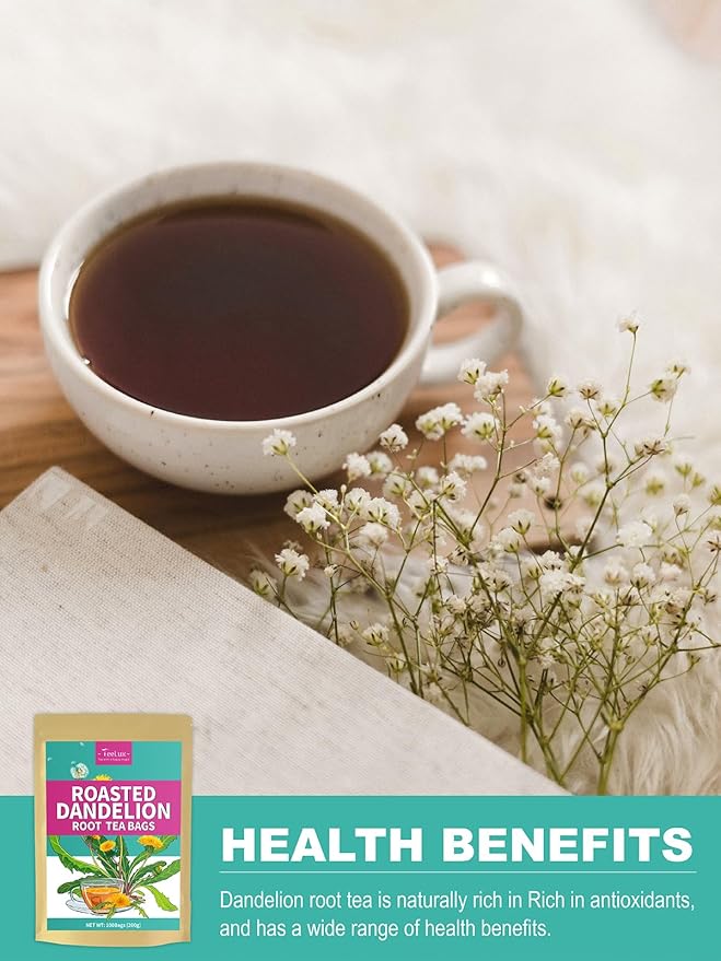 TeeLux Roasted Dandelion Root Tea Bags, Premium Natural Dandelion Root Herbal Tea, Caffeine Free, 100 Tea Bags - Bloomnest