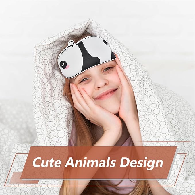 Cute Panda Sleeping Mask Eye Mask Funny Animal 3D Contoured Sleep Mask Soft Breathable Blindfold Travel Eye Cover Eyeshade for Kids Adults Girls Boys Women Men (Panda, White&Black) - Bloomnest