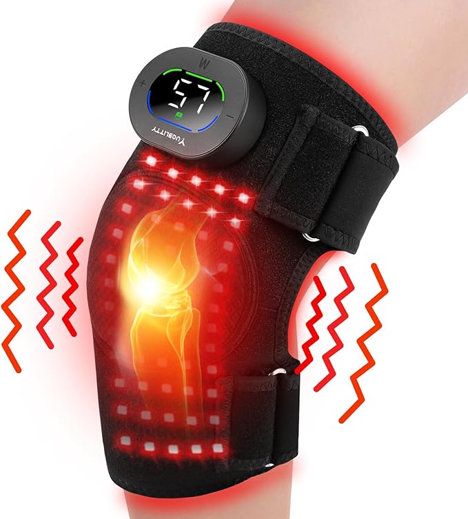 Infrared Light Knee Massager with Heat and Red Light Therapy, 660nm & 850nm Knee Pain Relief, Vibration Heated Cordless Knee Wrap for Elbow Shoulder to Women Men and Elder - Bloomnest