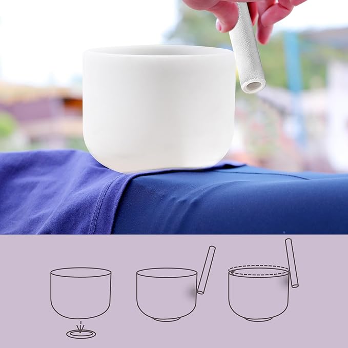 RYAN DVAN 432 hz 7-12 Inch Set of 7 Chakra Symbol Design Frosted Quartz Crystal Singing Bowl Set with Free 2 pcs Carrying Case - Bloomnest