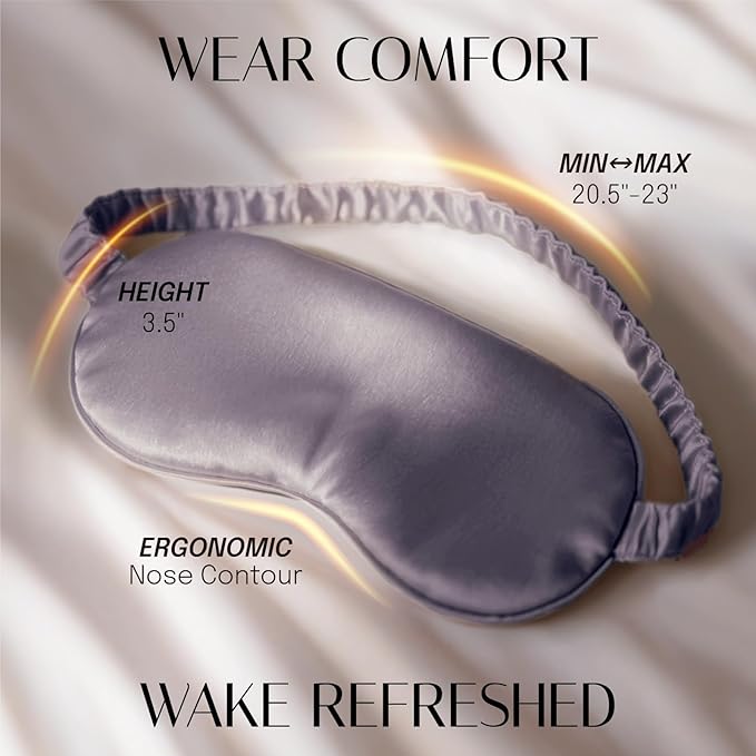 Silk Sleep Mask Eye Mask Blindfold with Double Layer Silk Filling and Elastic Strap for Full Night's Sleep, Travel and Nap, Soft Eye Cover Eyeshade with Luxury Bag and Ear Plugs by OLESILK (Charcoal) - Bloomnest