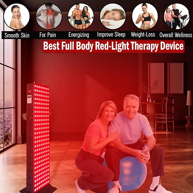 Red Light Therapy Device for Full Body, 630nm, 660nm, 810nm & 850nm, Near Infrared Dual-Chip Clinical Grade LED Panel for Smooth Skin, Weight & Pain Management and Overall Wellness (1000-Watt 200-LED) EXESAS