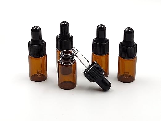 15Packs 3ml Tiny Amber Glass Mini Dropper Bottles for Essential Oils, Cosmetics, and Liquid Small Empty Travel Sample Vials with Dropper and Black Caps YYNGJCK