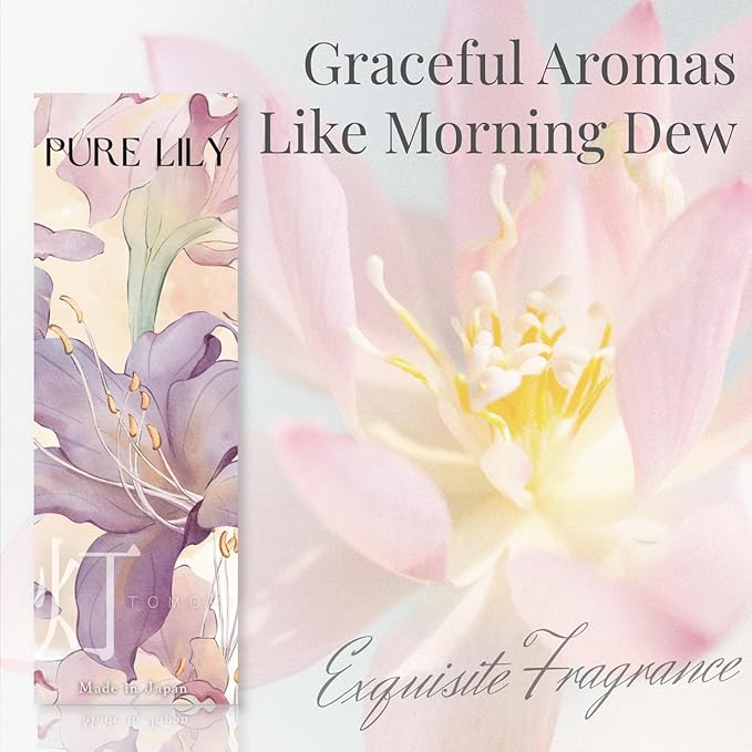 Luxury Japanese Incense Sticks 60sticks Pure Lily Bergamot Vanilla Jasmine Coreless Low Smoke Natural Charcoal Free Non Toxic Aromatherapy Meditation Calming Stress Relief Relaxation Yoga TOMORI